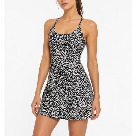 Outdoor Voices Pants - Outdoor Voices The Exercise Dress Snow Leopard Print Built In Shorts Size M